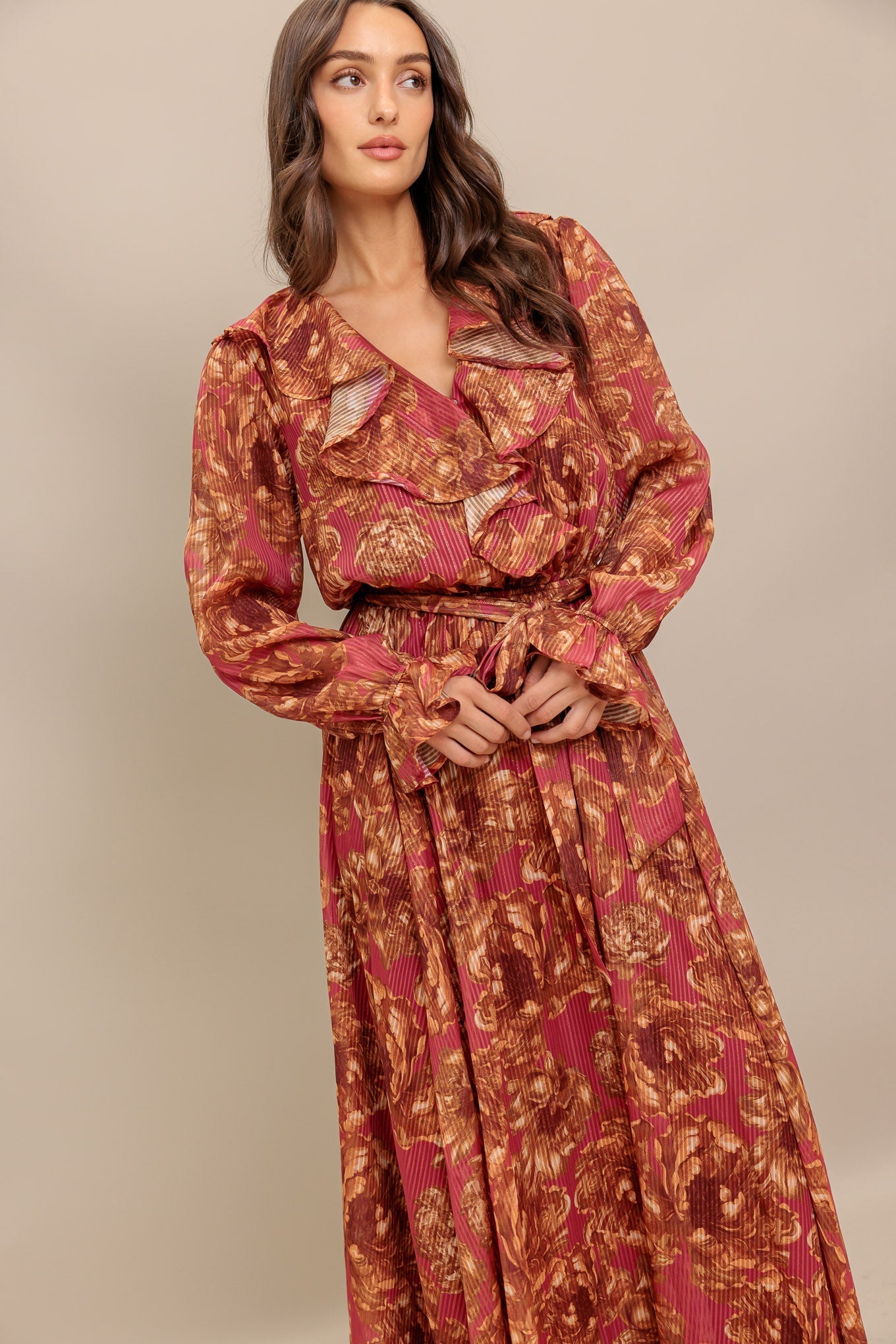 AUTUMN SONATA WOVEN MIDI DRESS Flying Tomato